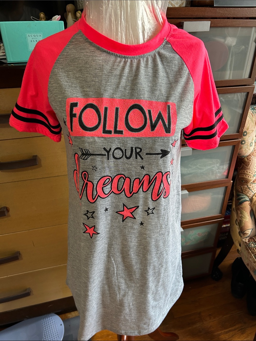 Angels Gray and Pink "Nap Queen" Girls  3 Nightgowns  size 14 girls